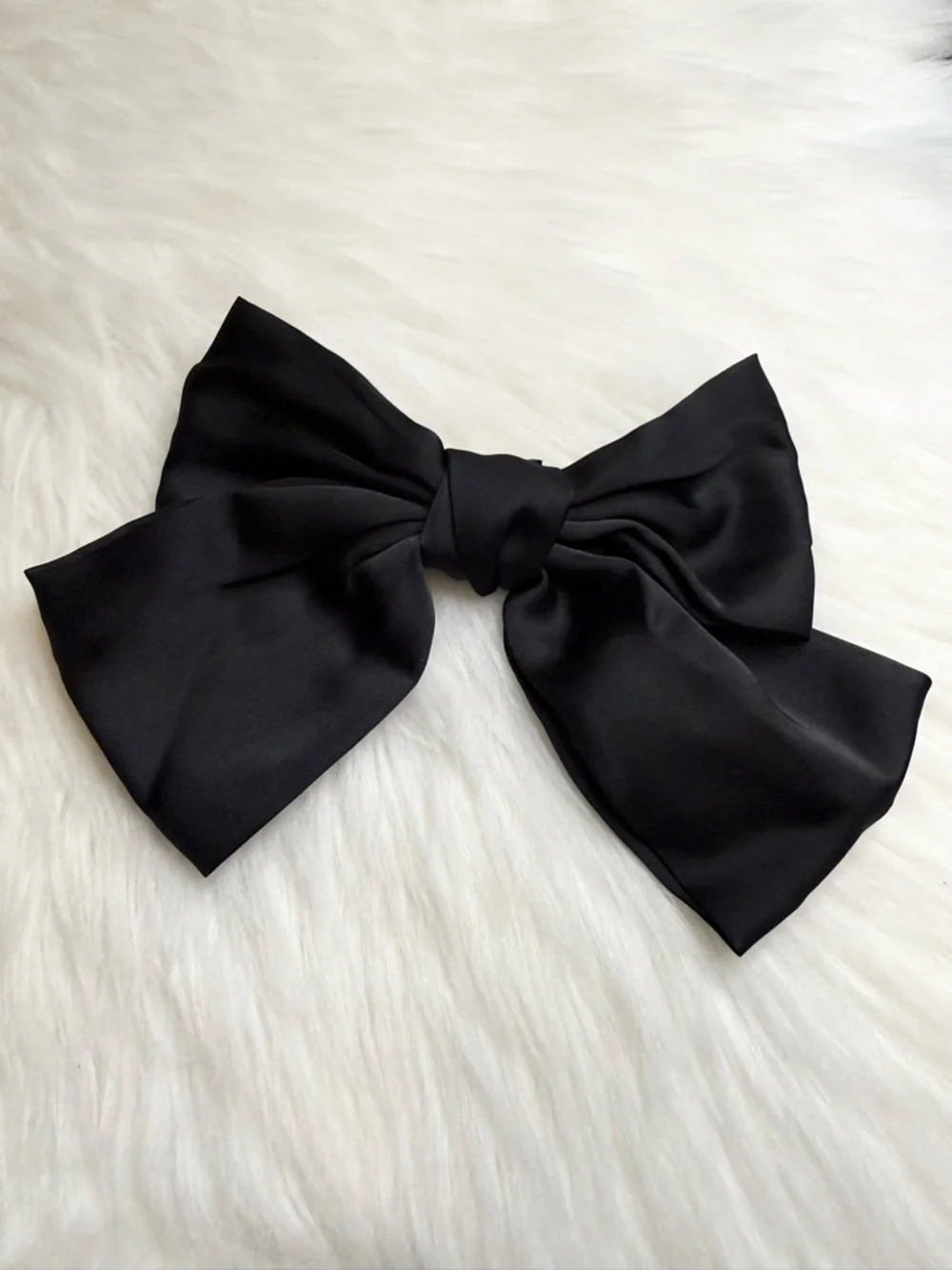 Large Black Hair Bow Clip with Satin Ribbon Hair Barrette Women Hair Accessories